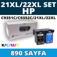 KOPYA COPIA YM-21XL-22XL-SET HP C9351C/C9352C/21XL/22XL KCMY 890 4 RENK ( MAV...