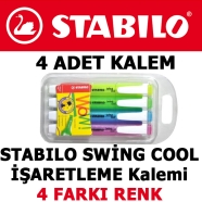 STABILO 275/4 Swing cool -4'lü set (Sarı-Mor-Mavi-Yeşil) işaretleme kalemi RE...