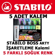 STABILO 70/5-02-2-20 BOSS ORIGINAL Arty, 5'li (5 farklı Soğuk renkler) set RE...