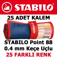 STABILO Point 88 Rollerset 25 - 0,4 mm İnce Keçe Uçlu kalem seti Point 8825-0...