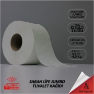 SABAH LIFE STK110 JUMBO TUVALET KAĞIDI 12'li RULO 34 g/m² ÇİFT KAT Tuvalet Ka...