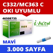 I-AICON C-OKI-C332C OKI 46508735 3500 Sayfa CYAN MUADIL Lazer Yazıcılar / Fak...