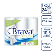 BRAVA 3135 KOKUSUZ 24'lü RULO 42 g/m² ÇİFT KAT Kağıt Havlu