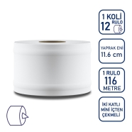 VİLO 7350 MİNİ 12'li RULO 34 g/m² ÇİFT KAT Tuvalet Kağıdı